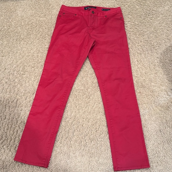 Salt Works Red Coated Denim Jeans Stretch Mid-Rise Classic Style Size 10 - Picture 1 of 12